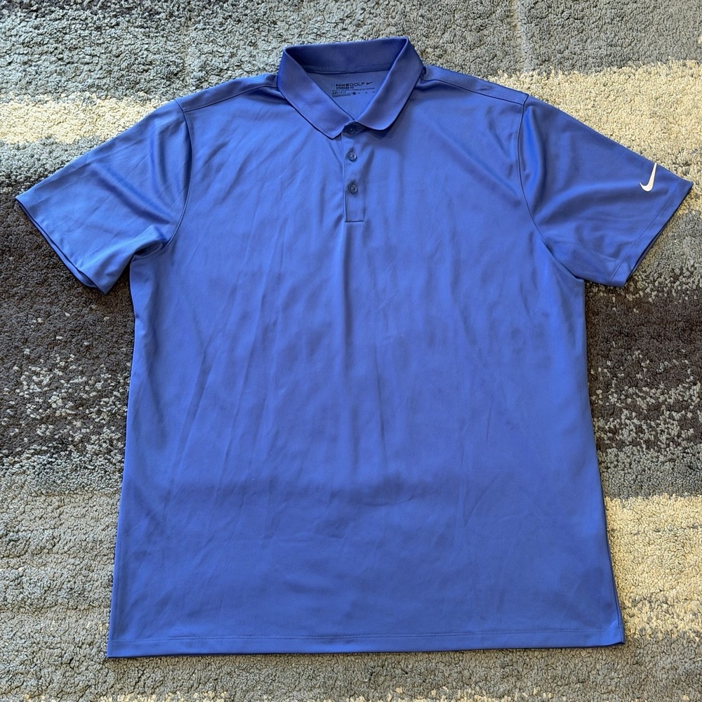 Nike Golf Standard Fit Dri Fit Polo Shirt Short Sleeve Blue Men's XL Performance